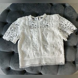 Chicwish Lush Leaves Crochet Top in White XS